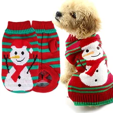 Dog Pet Christmas Clothes Cat Sweater Coat Winter Puppy Sweaters Snowman Vest