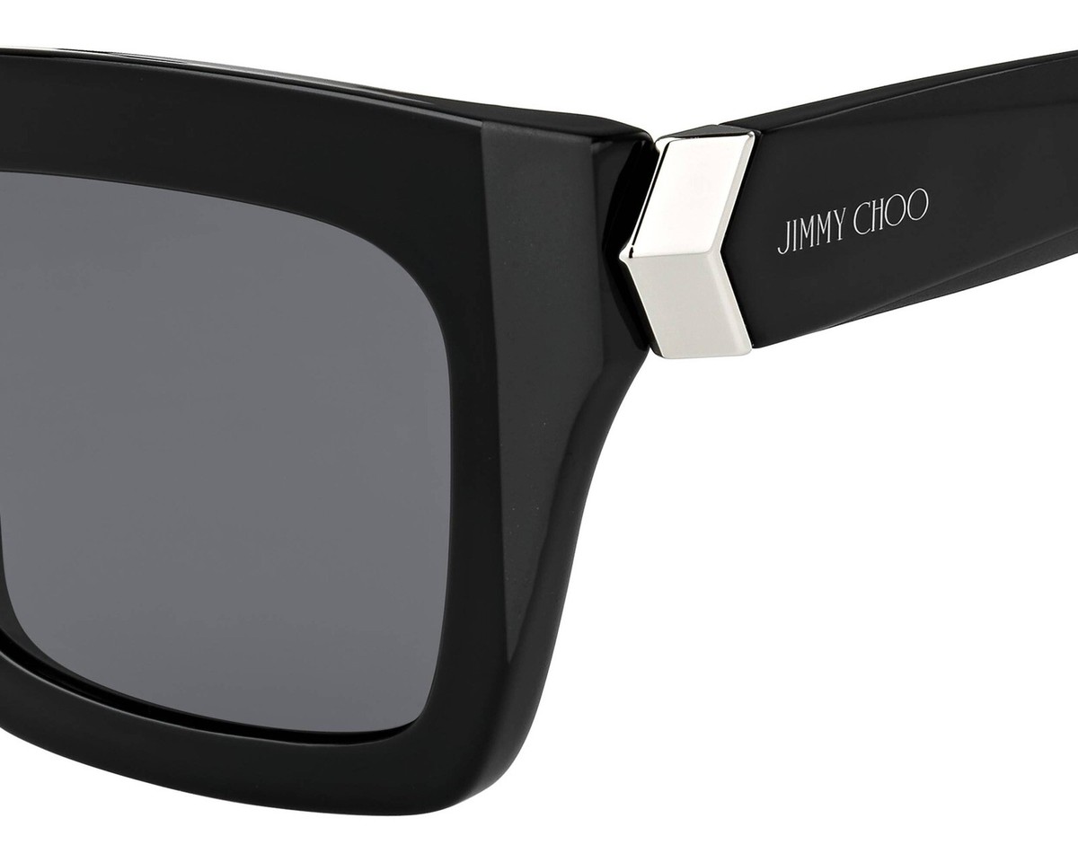 JIMMY CHOO MAIKA/S 807/IR Sunglasses Black Silver Frame Dark Gray Lens Amazon.com: JIMMY CHOO Rectangular Maika Sunglasses 807IR  main image 4