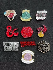 10Pcs Dungeons and Dragons Enamel Pins Metal Badges D&D Dice Game Ampersand Pin