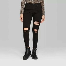 Women's High-rise Distressed Skinny Jeans Wild Fable Black Size 00