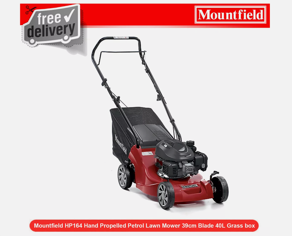 Mountfield HP164 Petrol Lawnmower 40L, Red/Black for sale online