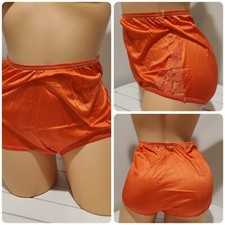 Vanity Fair Lace Nouveau Shiny Nylon Panty Full Cut Silky 7/L ORANGE Creamsicle