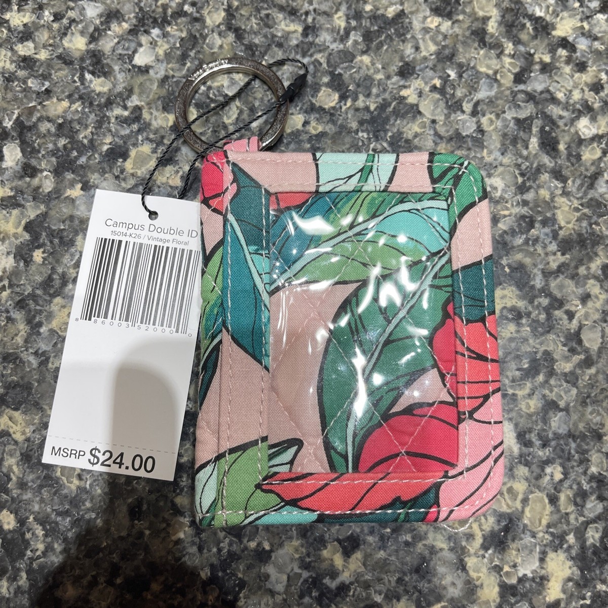 NWT Vera Bradley Campus Double ID Vintage Flower Keychain Exact | eBay