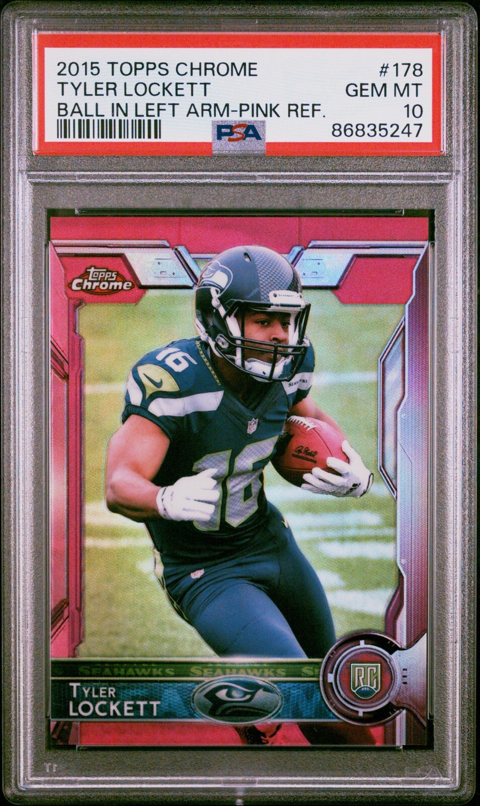 2015 Topps Chrome TYLER LOCKETT RC PINK REFRACTOR #178 /399 PSA GEM MT 10 POP 5