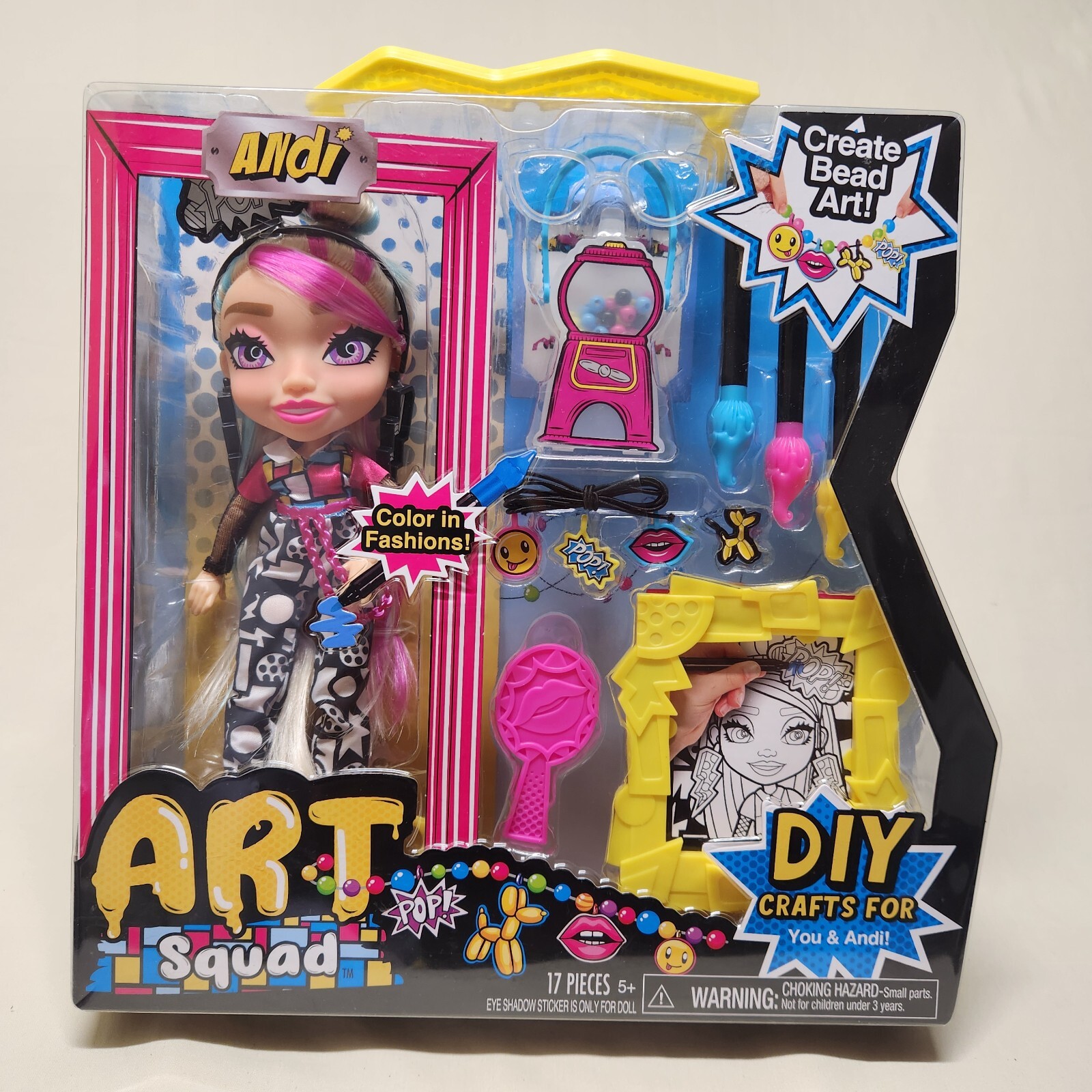 Art Squad Andi 10-Inch Doll & Accessories with DIY Craft Beading Jewelry 17piece