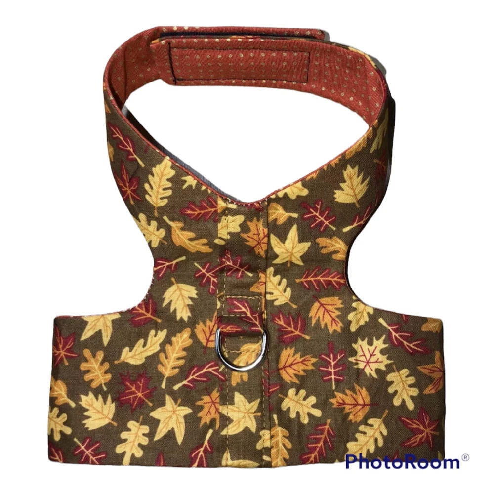 Dog Harness vest Handmade Orange Black White Pumpkin Fall XS 2479