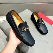Ferragamo Mocasines Cuero Transpirable Metal Hebilla Zapatos de Conducción 8-11