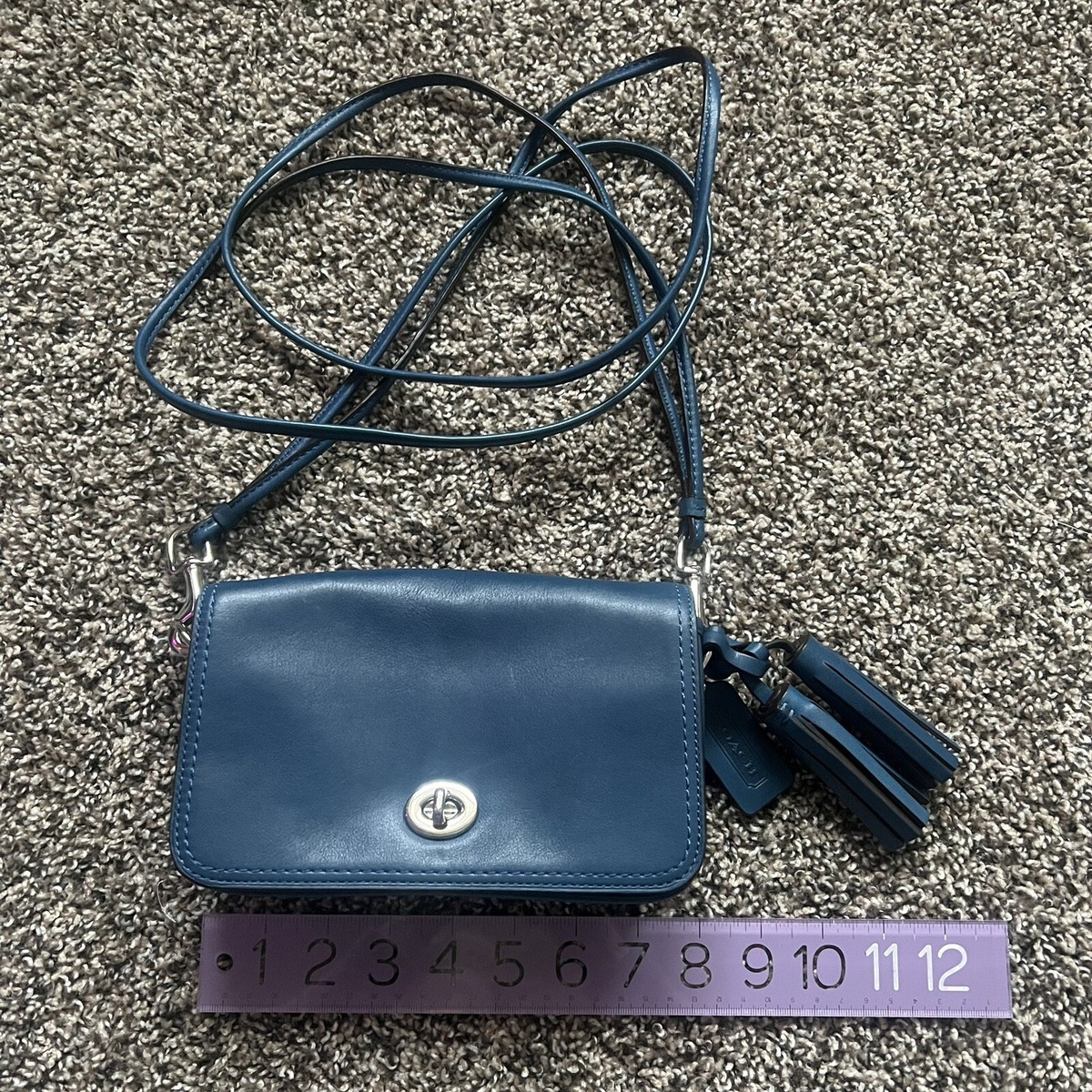 Coach Legacy Leather Medium Blue Penny Crossbody Purse 19914 Coach Legacy Leather Medium Blue Penny Crossbody Purse 19914