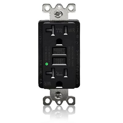 #ad 125 Volt 20Amp GFI GFCI Duplex Receptacles Outlet Black Tamper Weather Resistant $10.98