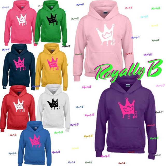 NEW Kids Royally B Print Long Sleeve Hoodie Pullover Hoody Jumper Cotton Tops
