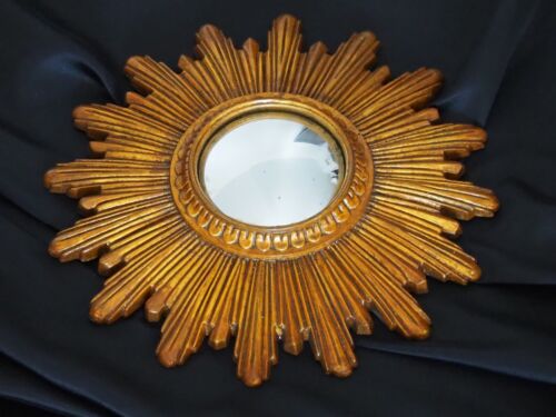 Small Vintage Gold Resin Sunburst Mirror Hollywood Regency 1960's - Picture 4 of 14