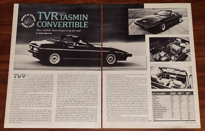 TVR TASMIN CONVERTIBLE MAGAZINE ARTICLE ROAD & TRACK ROAD TEST