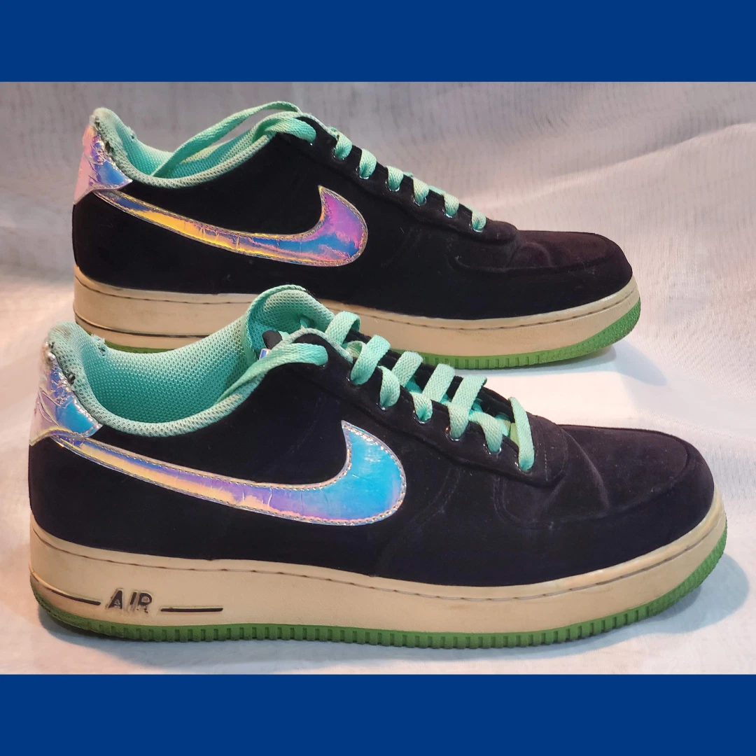 Nike Air Force 1 Black Velvet Velour With Shiny Silver Glow