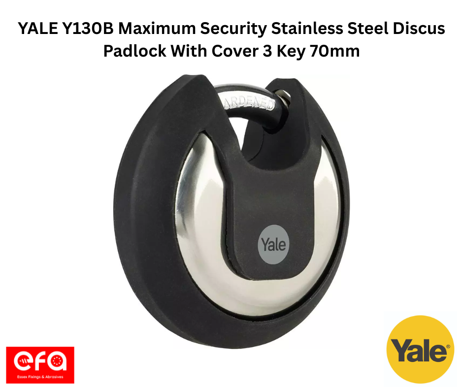YALE Y130B Maximum Security Stainless Steel Discus Padlock With Cover 3 Key 70mm