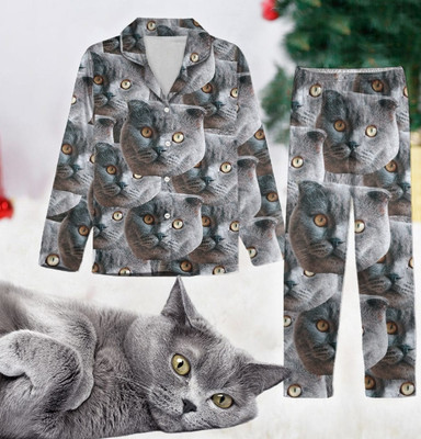 Personalized Cat Face Personalized Pajamas Set - 1PCS