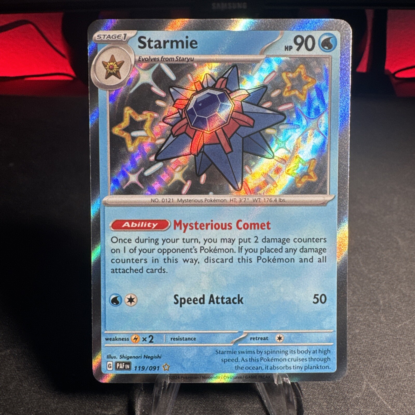 Pokémon TCG Starmie Scarlet & Violet: Paldean Fates 119/091 Holo Shiny Rare!!!