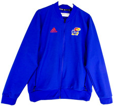 Adidas Kansas Jayhawks KU Players Jacket Full Zip Logo Men's Size Medium Blue