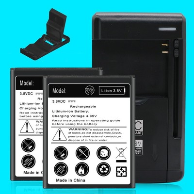 Long Endurance 2x 2400mAh Standard Battery Home Charger for ZTE Fanfare 3 Z852