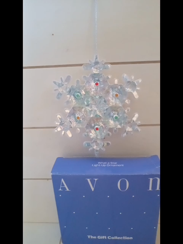 Avon Light Up Iridescent Shiny Snowflake Star Ornament Battery Operated Works - Video 1 of 1