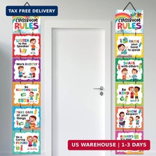12 Hanging Laminated Classroom Rules Poster Elementary, 12x10in
