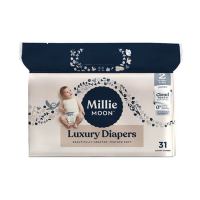 Millie Moon Luxury Disposable Diapers - Size 2 - 31ct - Fits Babies 9-18lbs