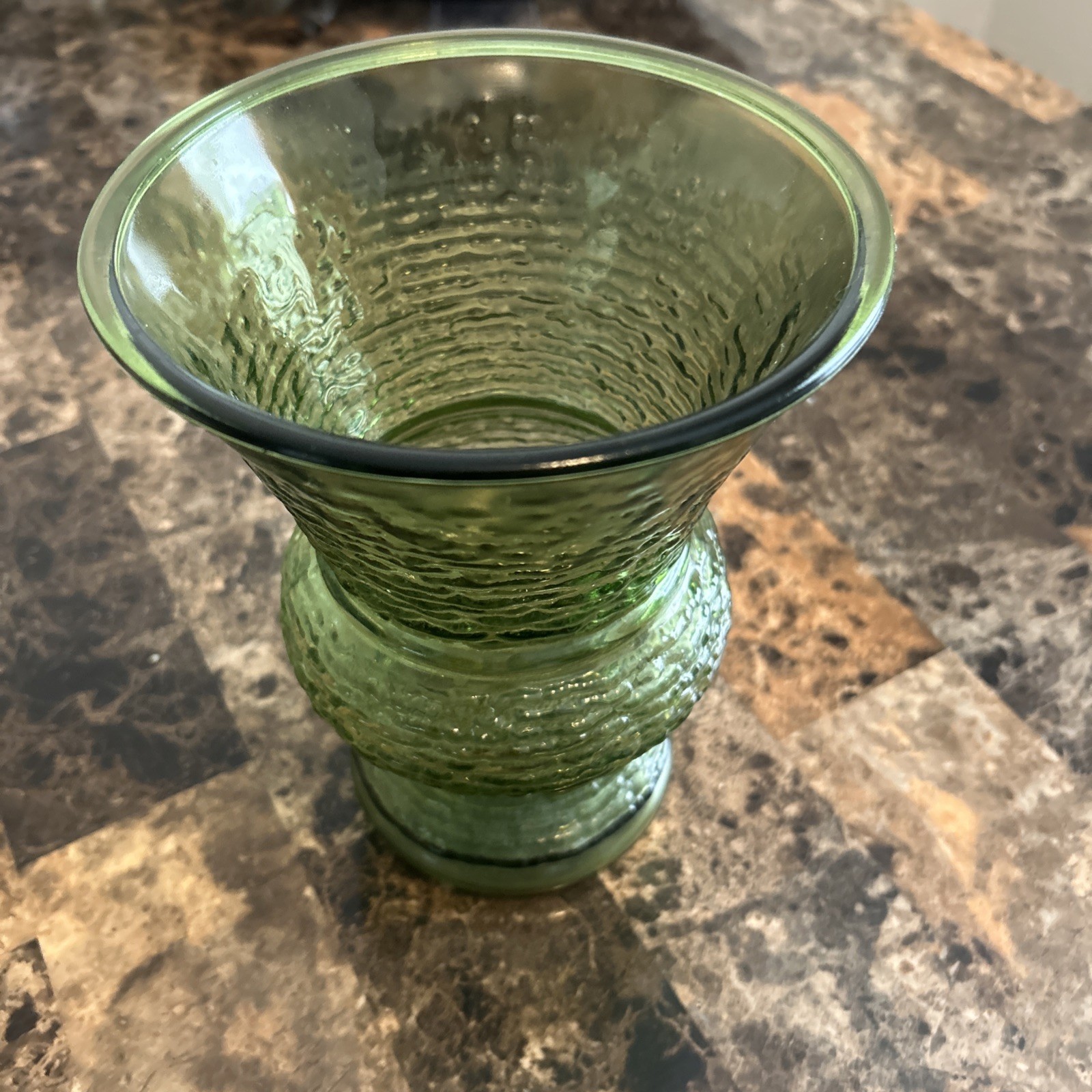 Vintage Anchor Hocking Soreno Textured Avocado Green Glass Vase