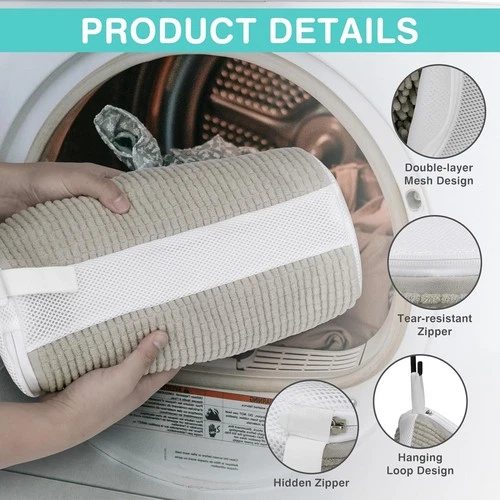 Grey Chenille Shoe Wash Bag 17 x 38 cm, photo 3