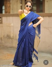 Women's Khadi Cotton Soft Saree With Running Blouse
