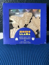 Mondo Llama Paint-Your-Own Wood Dinosaurs Kit Makes 3, Paint Brushes New