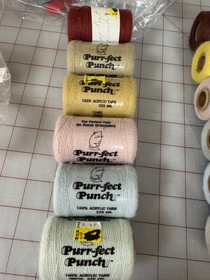 Purrfect Punch Embroidery Thread Acrylic Yarn, 6 Skeins, Colors listed below