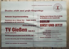 Plakat 1954 Einheit Dresden Süd - TV Gießen 1846 EISHOCKEY BRD DFB DDR FIFA DEL