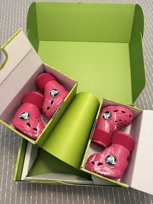 NEW Crocs Dog Boots Pink Marbled Waterproof  Size Large L Set of 4 w/ Box