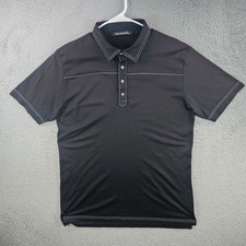 Travis Mathew Mens XL Black Polo Shirt Short Sleeve Contrast Stitch Golf Top