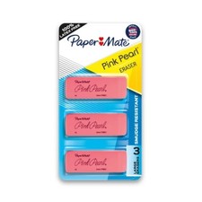 Paper Mate 3pk Pencil Erasers Pink Pearl