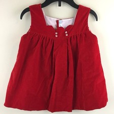 Vintage Toddler Dress Size 24 Months Red Velveteen Holiday Dress Button Back