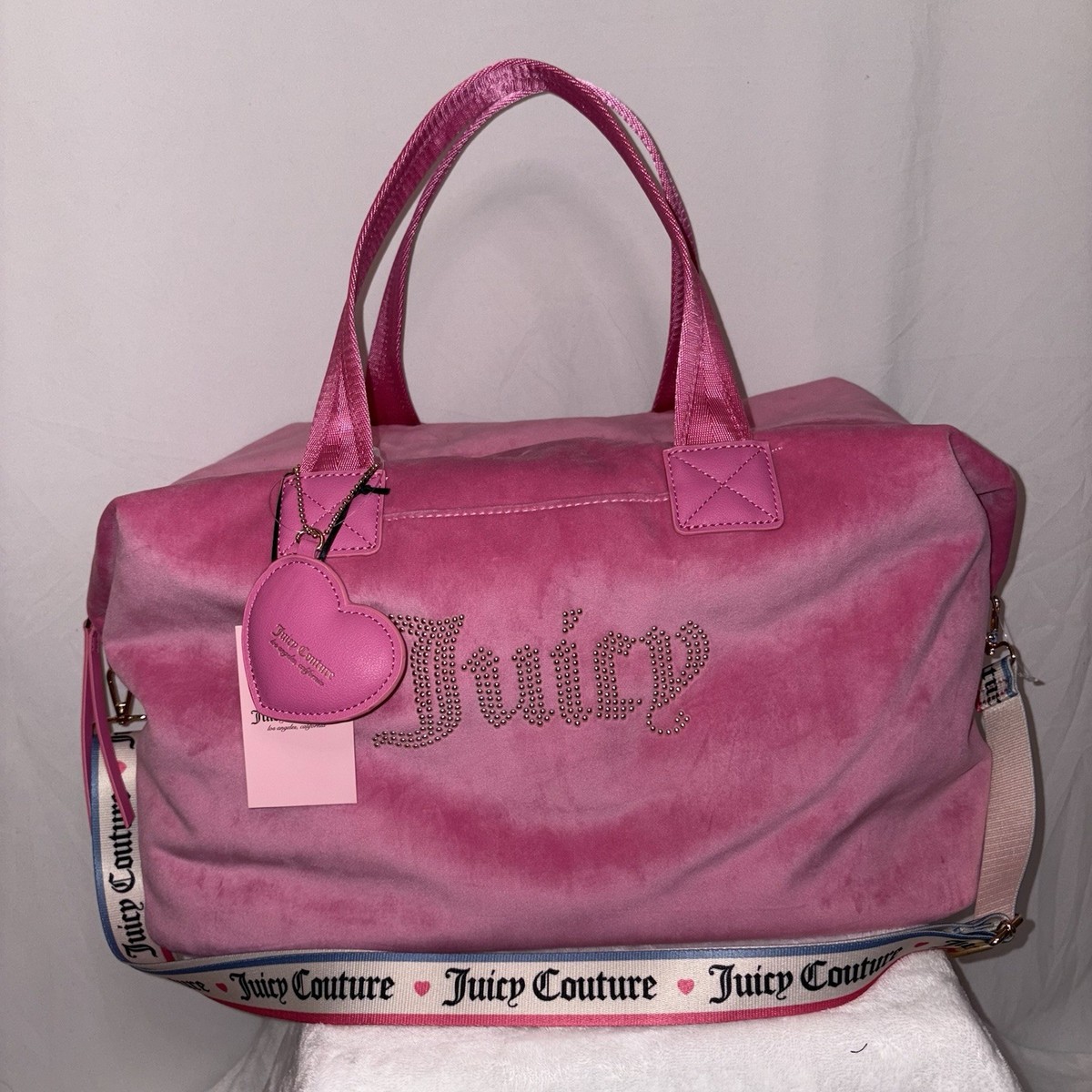 Juicy Couture Wordplay Overnighter Weekender Juicy Pink Velour