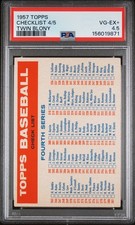 1957 Topps Checklist Series 4/5 - Twin Big Blony ad - PSA VG-EX+ 4.5