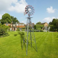 8 FT Metal Windmill Weather Vane Pinwheel for Ornamental Decor Garden Yard Decor