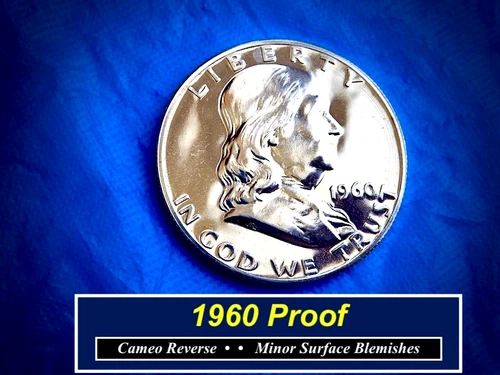 1960 PROOF Franklin ➳ Deep Mirrors ➳ Minor Surface Blems ➳ Cameo Reverse ➳160Pz