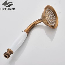 UK Large Traditional Victorian Vintage Shower Head Handset Ceramic Handle Chrome