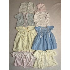 Vintage Baby Clothing Lot Lace Dresses Cardigan Bonnet Pastel Heirloom 8pc Set