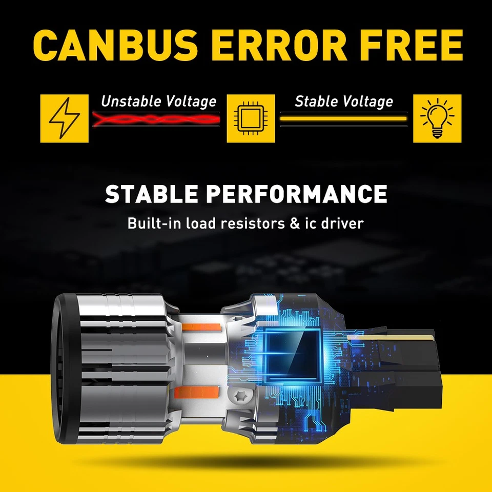 Amber 7440 7443 7444 LED intermitente de señal de giro frontal bombillas sin hiper flash Foto 4 de 4