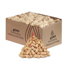 400 Pack Natural Firelighters Quick Wood Wax Wool Flame Fire Lighters Log 0.05 per lighter