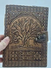 Leather Journal w/Tree of Life pattern Brown Embossed with Latch