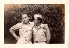 Vintage 1940s Snapshot Photo Two Men Military Sailor Uniform Cigarette WWII Era
