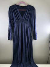 Quince Tencel Jersey V-Neck Long Sleeve Midi Dress Navy (508)