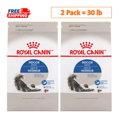 2 Pack, Royal Canin Feline Health Indoor Adult Dry Cat Food Nutrition, 15 lb Bag