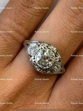 2.00 CT Round Cut Moissanite Vintage  Art Deco Wedding Ring 925 Sterling Silver