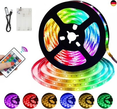 LED Strip 2M Klebe Streifen Mit Batterie USB RGB Fancy LEDs 5050 Ferndimmbar 16
