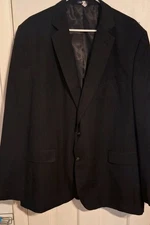 Men’s Black STAFFORD Suit Jacket Size 48 L Travel Suit Separates Polyester-Wool